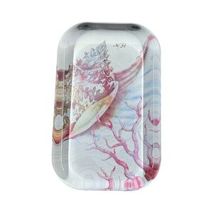 Vintage Ocean Conch Shell Coral Design Glass Paperweight